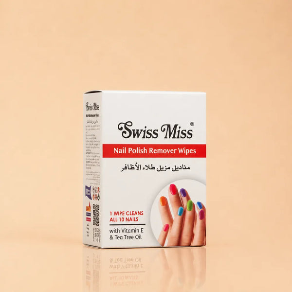 Swiss Miss Nail Polish Remover Wipes 10 Pcs box with Vitamin E and Tea Tree Oil formula