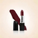 Swiss Miss Classic Lipstick in shade Cherry Berry M-18 featuring black bullet tube with silver casing and a deep plum red lipstick swatch.
