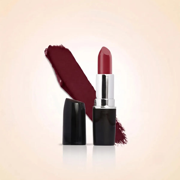 Swiss Miss Classic Lipstick in shade Shocking Pink M-285 featuring black bullet tube with silver casing and a deep rich magenta pink lipstick swatch.