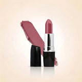 Swiss Miss Classic Lipstick in shade Sugar Pink M-209 featuring black bullet tube with silver casing and a soft dusty pink lipstick swatch.