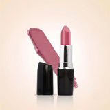 Swiss Miss Classic Lipstick in shade True Pink M-271 featuring black bullet tube with silver casing and a medium rosy pink lipstick swatch.