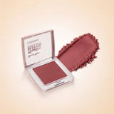 Swiss Miss Flawless Match clear compact blush in shade SM 002 Glamorous Rose with embossed logo and textured rose powder swatch.