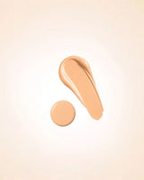 Liquid foundation smear swatch and drop of Swiss Miss Matte and Poreless CC Foundation in shade Beige SM 04