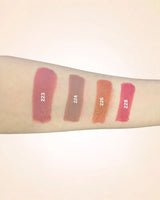 Forearm swatches comparing Swiss Miss Classic Lipstick shades 223, 224, 226, and 228.