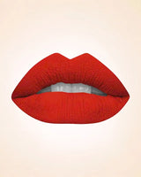Close-up lip swatch of Swiss Miss Classic Lipstick in Flame Fusion M-522 shade.