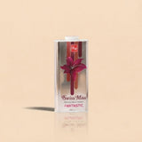 Swiss Miss Fantastic Perfumed Talcum Powder 120g rectangular silver container featuring a deep pink flower motif