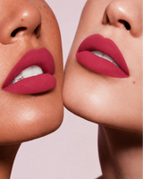 Close-up shot of two models with different skin tones wearing Swiss Miss Silk Lipstick in shade Rose Dream (715).